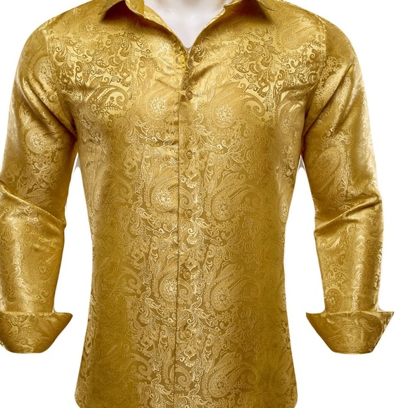 BARRY.WANG Men’s Woven Paisely Silk LS Button Down Small Dress Shirt BNWT - Picture 3 of 9